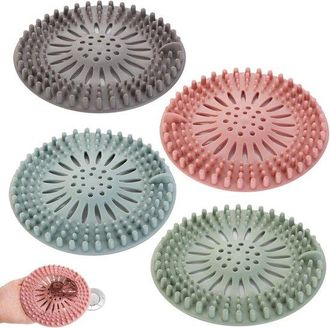 No Brand Paquete De 4 Recolectores De Cabello - Filtro De Desag&uuml;e De Silicona Para Ba&ntilde;o Y Cocina - Apto Para Duchas Y Lavabos (4 Colores)
