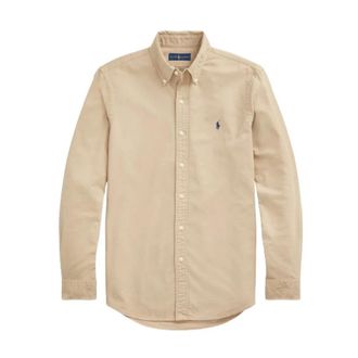 Polo Ralph Lauren Slim Fit Oxford Overhemd - Heren - Casual Overhemden - Beige - XL - Katoen - Overhemden