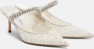 Jimmy Choo London Bing embellished leather-trimmed mules