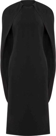 Alberta Ferretti Kleedjes, Dames, Zwart, L, Polyester, Stretch Cady Cape Jurk