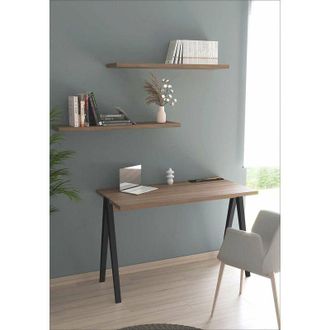 HERDASA Herdasa - Mesa Estudio Mod-635 Acabado En Color Nogal Combinado Con Negro, 60 X 120 X 78 Cm (fondo X Ancho X Alto)