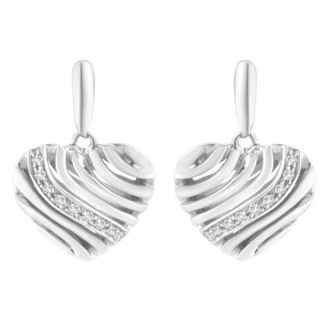 House of Brilliance Sterling Silver Heart Diamond Accent Puff Earrings in White at Nordstrom