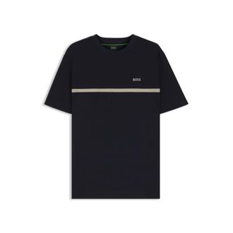 BOSS Cotton T-shirt with logo and stripe