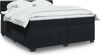 vidaXL Cama Box Spring Con Colch&oacute;n Terciopelo Negro 200x200 Cm Vidaxl