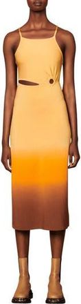 Sandro Aja Cutout Ombr&eacute; Midi Dress in Beige /Orange /Marron at Nordstrom Rack, Size 10 Us / 42 Fr