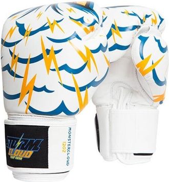 OEM Guantes De Muay Thai De Cuero Genuino Stormcloud Blizzard Monstercloud, Color Blanco, 16 Oz