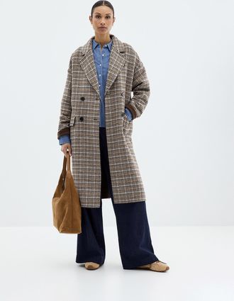 Contemporaine Womens Oversized double-breasted reprocessed wool overcoat