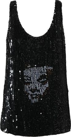 Alexander McQueen Top con paillettes - Nero