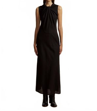 Marina Moscone Lightweight Wool Twist Panelled Dress In Black