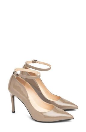 Nero Giardini Ankle Strap Pointed Toe Pump in Taupe at Nordstrom, Size 10Us