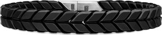 David Yurman Bracciale in titanio con motivo chevron (9mm) - Nero