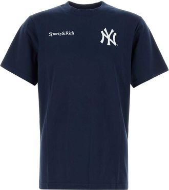 Sporty & Rich Navy Blue Cotton T Shirt