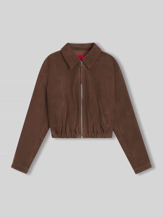 HUGO BOSS Relaxed Fit Jacke aus echtem Ziegenvelours in Hellbraun, Gr&ouml;&szlig;e XXL