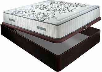 Colchones Aznar Colchón muelles ensacados Queen 28 cm acogida gradual + Canapé abatible madera 3D transpirable altura 34 cm 150x190 cm - Wengue