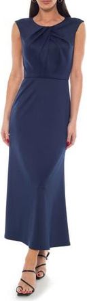 OLEG CASSINI Twisted Neck Scuba Crepe Midi Dress in Navy at Nordstrom Rack, Size X-Large