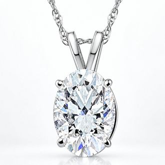 Pompeii3 G/VS 2Ct Oval Diamond Solitaire Certified Lab Grown Diamond Pendant Necklace