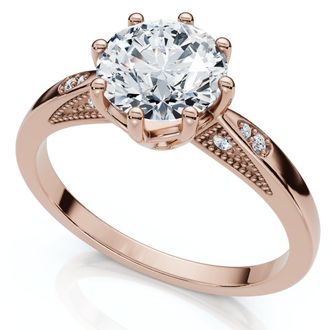 Pompeii3 1Ct Crown Setting Diamond Engagement Ring 14k Gold or Platinum Lab Grown