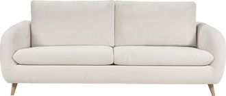 Miliboo Sof&aacute; Cama Convertible 3-4 Plazas En Tejido Efecto Terciopelo Beige Con Colch&oacute;n De 10 Cm Leandre