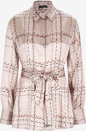 Kiton Seidensatin-Hemd mit Karoprint und Schluppe