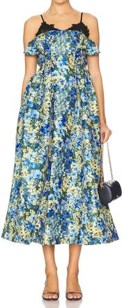 Kika Vargas Theresa Midi Dress In Olive Sakura Taffeta