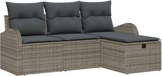 vidaXL Garden Sofa Set 4 pcs Grey 179 x 117 x 85 cm Poly rattan Vidaxl