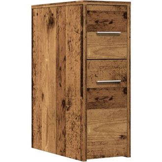 vidaXL Narrow Bathroom Cupboard with Wheels Old Wood Engineered Wood Vidaxl