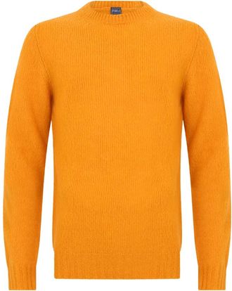 Fedeli Trui met ronde hals - Heren - Ronde hals truien - Oranje - L - Wol - Truien & Vesten