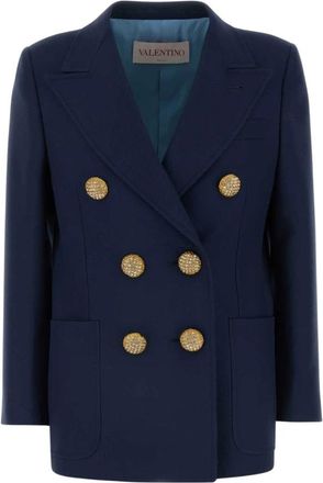 Valentino Garavani Diagonal Dry Wool Blazer - Dames - Blazers - Blauw - XS - Wol - Jassen