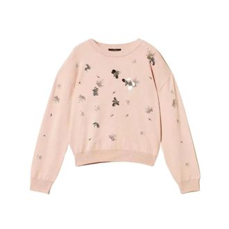 Twinset T-Shirts - Dames - Ronde hals truien - Roze - M - Truien & Vesten