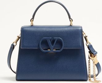 Valentino Garavani Valentino Garavani Vsling Small Handbag In Grainy Calfskin Woman BLUE UNI