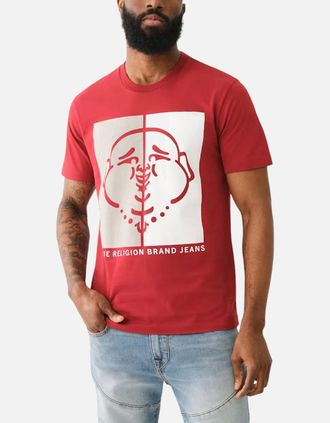 True Religion Mens True Religion 108323 Mens Graphic T Shirts Logo Crew Neck Half Sleeve Cotton Tee - Red - Size: 44