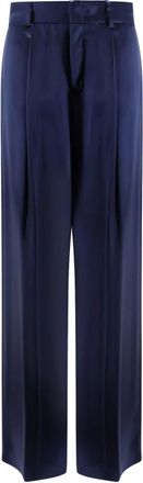 Alberta Ferretti Broeken, Dames, Blauw, M, Tailored Satin Broeken