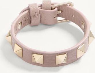 Valentino Garavani Bracciale Rockstud In Pelle Donna POUDRE UNI