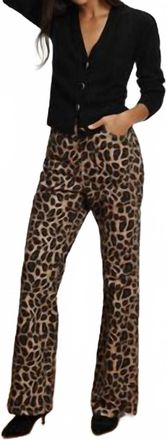 Veronica Beard Taylor High Rise Wide Leg Jean In Washed Leopard