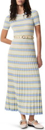 Rag & Bone Eloise Stripe Pleated Rib Sweater Dress in Green Multi at Nordstrom Rack, Size Xx-Small