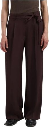 Olaf Hussein Olaf Tailored Broeken W Hot Fudge - Dames - Wijde Broeken - Bruin - XS - Leer - Broeken