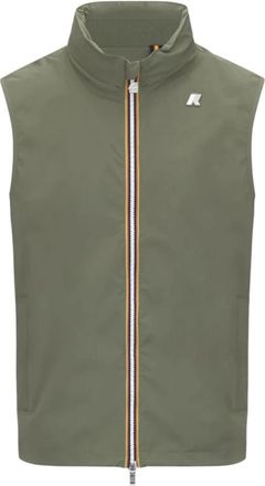 K-Way Groene Stretch Nylon Jersey Jas - Heren - Bodywarmers - Groen - L - Nylon - Jassen