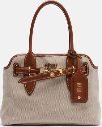 Miu Miu Bolso Aventure Small de lona con piel