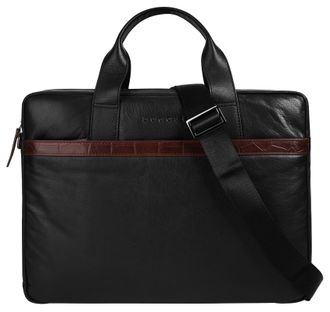Bugatti Aktentasche BUGATTI CORSO DELUXE, Herren, Gr. B/H/T: 39cm x 28cm x 10cm onesize, schwarz, Leder, leicht gl&auml;nzend, unifarben, Taschen Aktentasche, echt