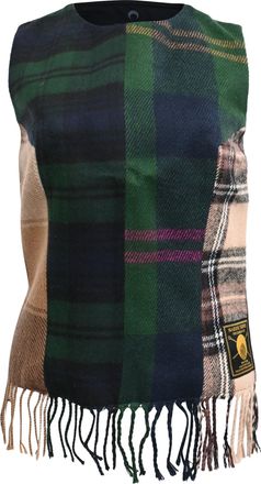 Marine Serre Tartan Fringed Tank Top in Multicolor Wool