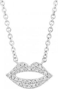 Allurez 0.08ct 14k White Gold Diamond Pave Lips Necklace