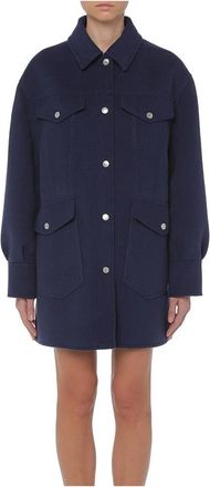 Moschino Wollen Enkellange Jas - Dames - Mantel - Blauw - M - Wol - Jassen