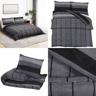 vidaXL Set Copripiumino Grigio Scuro 260x240 cm in Cotone - Coperta - Biancheria da letto