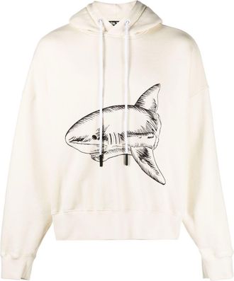 Palm Angels Broken Shark organic cotton hoodie - men - Cotton - S - White
