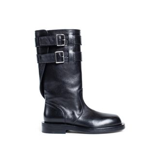Ann Demeulemeester Milan Soft Biker Boots in Grained Shiny Calfskin