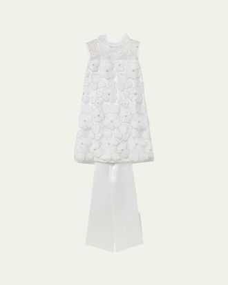 Self Portrait Embellished Tulle Satin Bow Mini Dress