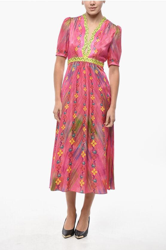 Silk Midi Dress TABITHA with Floral Print size 38