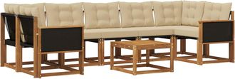 vidaXL Conjunto De Sof&aacute;s De Exterior 8 Uds. Natural Y Beige Vidaxl