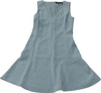 Theory Flared Hem V-Neck Dress in Mint Triacetate