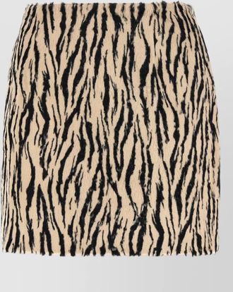 Rotate printed faux fur mini skirt